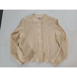 Vtg Bleyle Made in W. Germany Cable Knit Cardigan Sweater Jacket Size 12 M/L